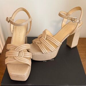Marc Fisher Beige Knotted Platform Sandals